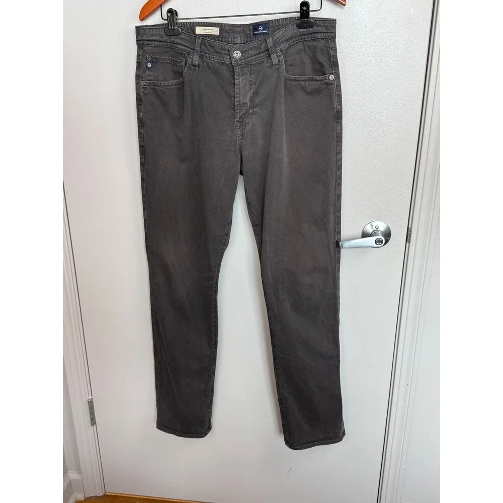 AG‎ Adriano Goldschmied The Graduate Pants Mens 33x32 Dark Grey Cotton Tailored